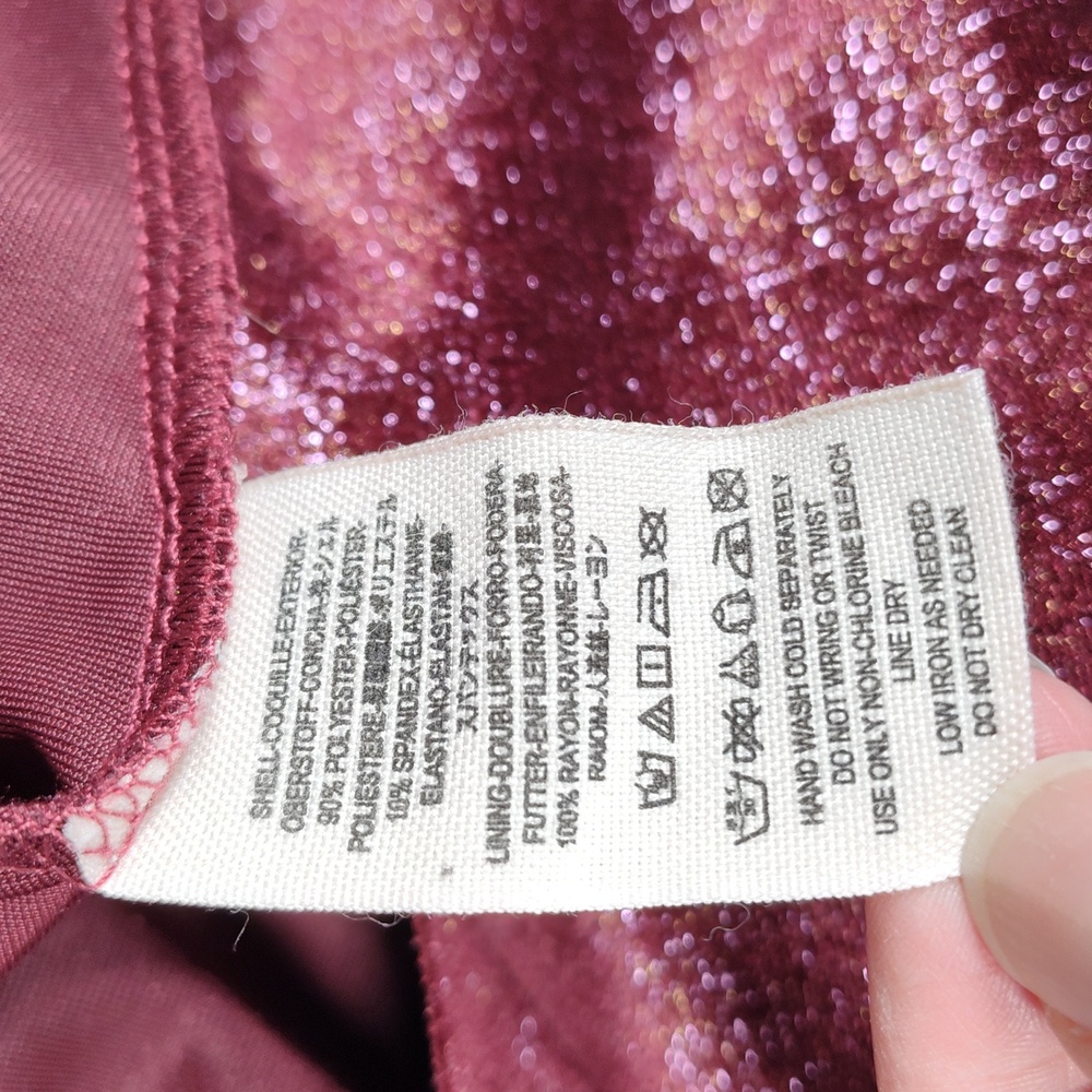 Free‎ People Shattered Shine velvet mini dress berry pink L - Picture 10 of 11
